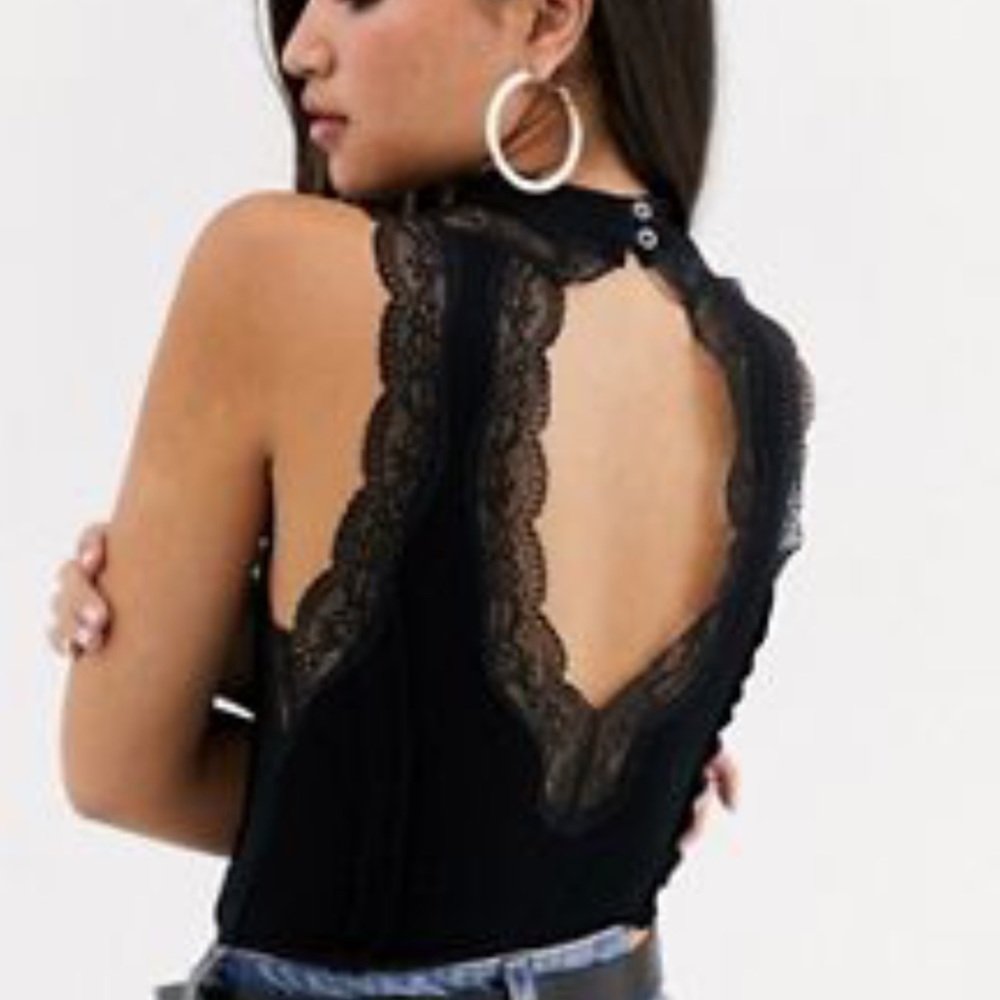 Free people open back lace tank